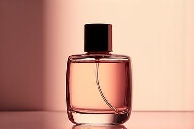 Gambar sebotol minyak wangi yang diletakkan secara elegan